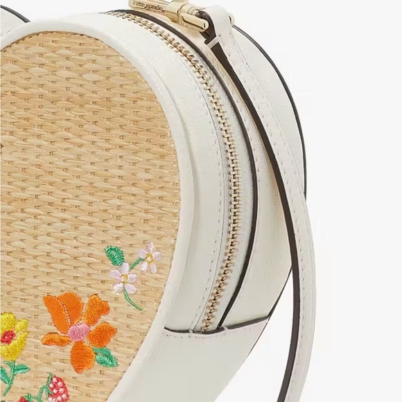 Kate Spade Love Shack Rattan Heart Crossbody ~ Woven Straw Floral Embroidery - Picture 6 of 9